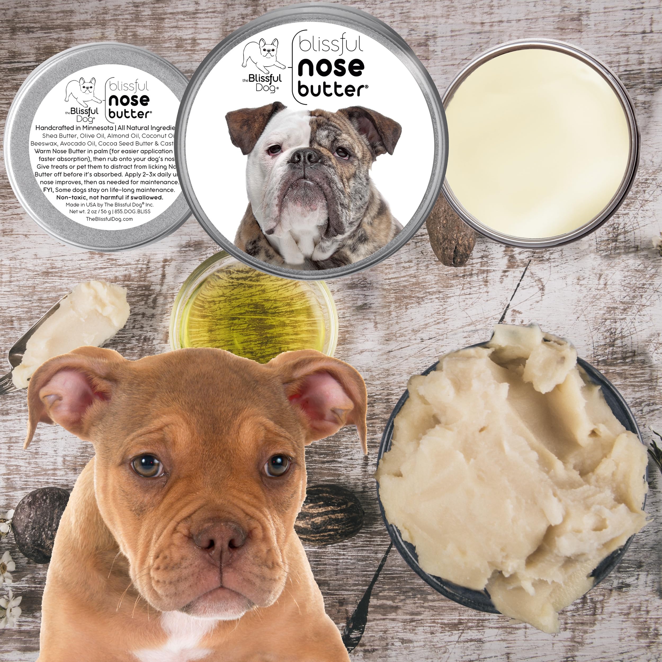 The Blissful Dog Olde English Bulldogge Unscented Nose Butter - Dog Nose Butter, 4 Ounce